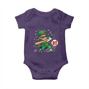 67 St Patricks Day Baby Onesie Funny Six Seven Leprechaun Playing Baseball Meme TS14 Purple Print Your Wear