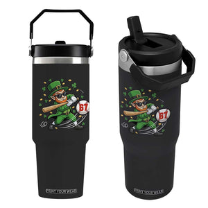 67 St Patricks Day Flip Straw Tumbler Funny Six Seven Leprechaun Playing Baseball Meme TS14 One Size: 30 oz Black Print Your Wear