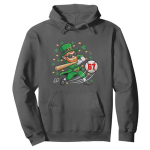 67 St Patricks Day Hoodie Funny Six Seven Leprechaun Playing Baseball Meme TS14 Dark Heather Print Your Wear