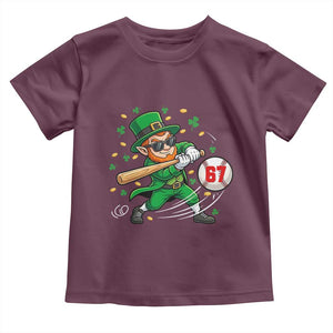 67 St Patricks Day Toddler T Shirt Funny Six Seven Leprechaun Playing Baseball Meme TS14 Maroon Print Your Wear