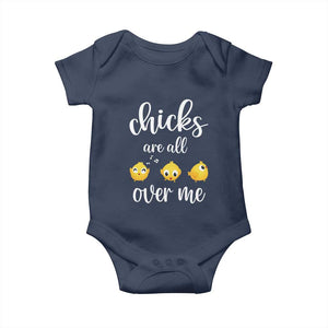 Chicks Are All Over Me Baby Onesie Funny Easter Kids TS14 Navy Print Your Wear