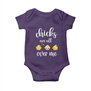 Chicks Are All Over Me Baby Onesie Funny Easter Kids TS14 Purple Print Your Wear