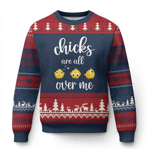Chicks Are All Over Me Ugly Christmas Sweater Funny Easter Kids TS14 Navy Red Print Your Wear