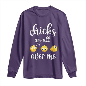 Chicks Are All Over Me Long Sleeve Shirt Funny Easter Kids TS14 Purple Print Your Wear