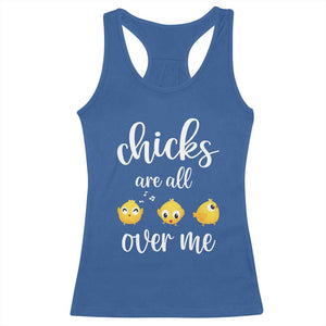Chicks Are All Over Me Racerback Tank Top Funny Easter Kids TS14 Royal Blue Print Your Wear