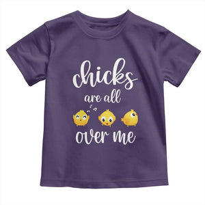 Chicks Are All Over Me Toddler T Shirt Funny Easter Kids TS14 Purple Print Your Wear