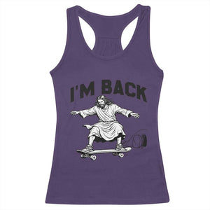 Christian Easter Racerback Tank Top Funny Skateboard Jesus I am Back TS14 Purple Print Your Wear