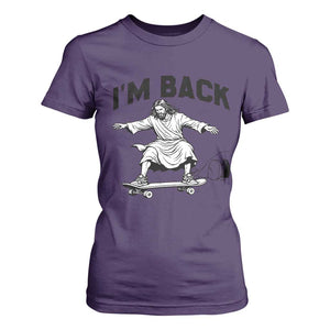 Christian Easter T Shirt For Women Funny Skateboard Jesus I am Back TS14 Purple Print Your Wear