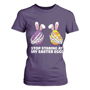 Stop Staring at My Easter Eggs T Shirt For Women Funny Skeleton Bunny Easter TS14 Purple Print Your Wear
