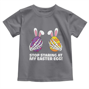 Stop Staring at My Easter Eggs Toddler T Shirt Funny Skeleton Bunny Easter TS14 Charcoal Print Your Wear