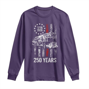 Fireman 250 Years of America Long Sleeve Shirt Fireman American Flag Thin Red Line Firefighter TS14 Purple Print Your Wear