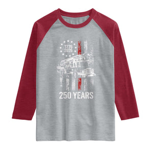 Fireman 250 Years of America Raglan Shirt Fireman American Flag Thin Red Line Firefighter TS14 Heather Gray Heather Red Print Your Wear