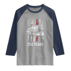 Fireman 250 Years of America Raglan Shirt Fireman American Flag Thin Red Line Firefighter TS14 Sport Gray Navy Print Your Wear