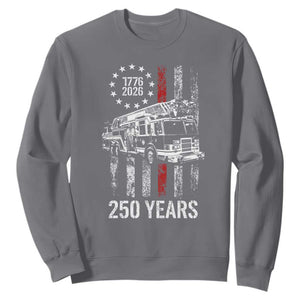 Fireman 250 Years of America Sweatshirt Fireman American Flag Thin Red Line Firefighter TS14 Charcoal Print Your Wear