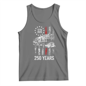 Fireman 250 Years of America Tank Top Fireman American Flag Thin Red Line Firefighter TS14 Black Heather Print Your Wear