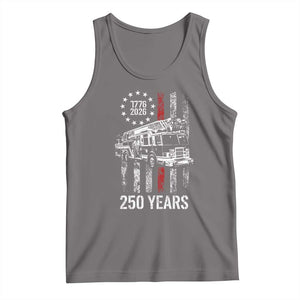 Fireman 250 Years of America Tank Top Fireman American Flag Thin Red Line Firefighter TS14 Deep Heather Print Your Wear
