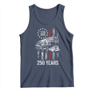 Fireman 250 Years of America Tank Top Fireman American Flag Thin Red Line Firefighter TS14 Navy Print Your Wear