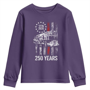 Fireman 250 Years of America Youth Sweatshirt Fireman American Flag Thin Red Line Firefighter TS14 Purple Print Your Wear