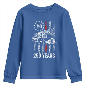 Fireman 250 Years of America Youth Sweatshirt Fireman American Flag Thin Red Line Firefighter TS14 Royal Blue Print Your Wear