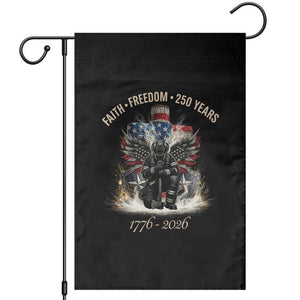 Fireman 250 Years of America Garden Flag Faith Freedom Firefighter American Flag Cross TS14 Black Print Your Wear