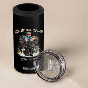 Fireman 250 Years of America 4 in 1 Can Cooler Tumbler Faith Freedom Firefighter American Flag Cross TS14 Print Your Wear