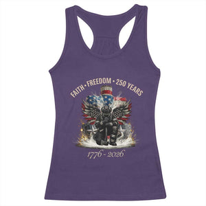 Fireman 250 Years of America Racerback Tank Top Faith Freedom Firefighter American Flag Cross TS14 Purple Print Your Wear