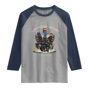 Fireman 250 Years of America Raglan Shirt Faith Freedom Firefighter American Flag Cross TS14 Sport Gray Navy Print Your Wear