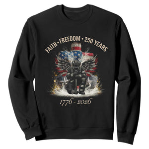 Fireman 250 Years of America Sweatshirt Faith Freedom Firefighter American Flag Cross TS14 Black Print Your Wear