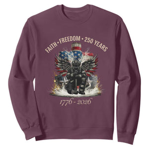 Fireman 250 Years of America Sweatshirt Faith Freedom Firefighter American Flag Cross TS14 Maroon Print Your Wear