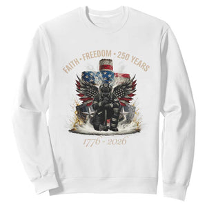 Fireman 250 Years of America Sweatshirt Faith Freedom Firefighter American Flag Cross TS14 White Print Your Wear