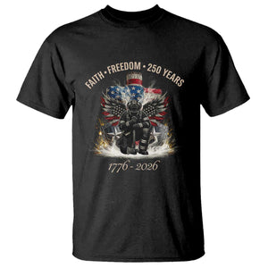 Fireman 250 Years of America T Shirt Faith Freedom Firefighter American Flag Cross TS14 Black Print Your Wear