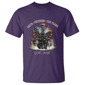 Fireman 250 Years of America T Shirt Faith Freedom Firefighter American Flag Cross TS14 Purple Print Your Wear