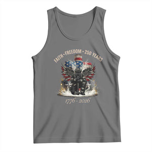 Fireman 250 Years of America Tank Top Faith Freedom Firefighter American Flag Cross TS14 Black Heather Print Your Wear