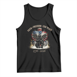 Fireman 250 Years of America Tank Top Faith Freedom Firefighter American Flag Cross TS14 Black Print Your Wear