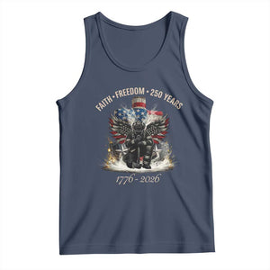Fireman 250 Years of America Tank Top Faith Freedom Firefighter American Flag Cross TS14 Navy Print Your Wear
