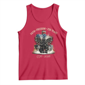 Fireman 250 Years of America Tank Top Faith Freedom Firefighter American Flag Cross TS14 Red Print Your Wear