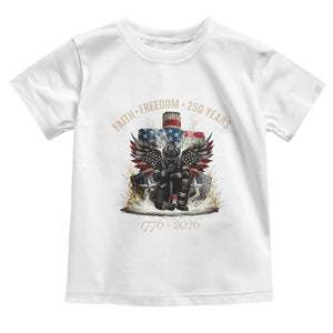 Fireman 250 Years of America Toddler T Shirt Faith Freedom Firefighter American Flag Cross TS14 White Print Your Wear