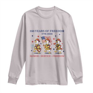 Fireman 250 Years of America Long Sleeve Shirt Silly Goose Firefighter Honor Service Freedom TS14 Ice Gray Print Your Wear