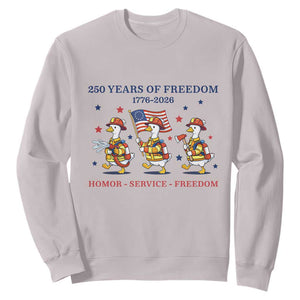 Fireman 250 Years of America Sweatshirt Silly Goose Firefighter Honor Service Freedom TS14 Ice Gray Print Your Wear