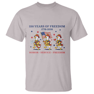 Fireman 250 Years of America T Shirt Silly Goose Firefighter Honor Service Freedom TS14 Ice Gray Print Your Wear