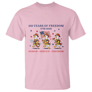 Fireman 250 Years of America T Shirt Silly Goose Firefighter Honor Service Freedom TS14 Light Pink Print Your Wear