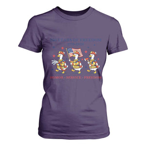 Fireman 250 Years of America T Shirt For Women Silly Goose Firefighter Honor Service Freedom TS14 Purple Print Your Wear