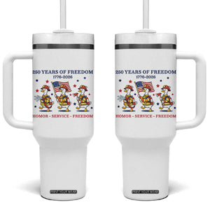 Fireman 250 Years of America Tumbler With Handle Silly Goose Firefighter Honor Service Freedom TS14 One Size: 40 oz White Print Your Wear