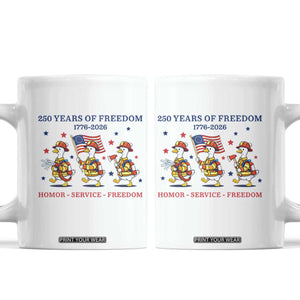 Fireman 250 Years of America Coffee Mug Silly Goose Firefighter Honor Service Freedom TS14 White Print Your Wear