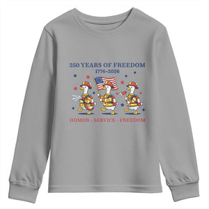 Fireman 250 Years of America Youth Sweatshirt Silly Goose Firefighter Honor Service Freedom TS14 Sport Gray Print Your Wear