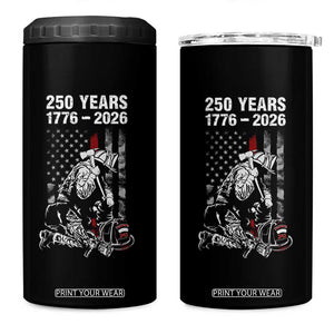 Fireman 250 Years of America 4 in 1 Can Cooler Tumbler Firefighter Red US Patriotic 4th Of July TS14 One Size: 16 oz Black Print Your Wear