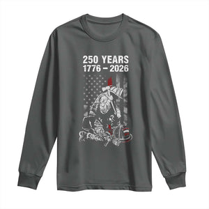 Fireman 250 Years of America Long Sleeve Shirt Firefighter Red US Patriotic 4th Of July TS14 Dark Heather Print Your Wear