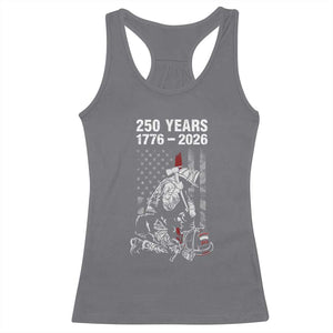 Fireman 250 Years of America Racerback Tank Top Firefighter Red US Patriotic 4th Of July TS14 Charcoal Print Your Wear