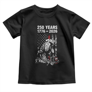 Fireman 250 Years of America Toddler T Shirt Firefighter Red US Patriotic 4th Of July TS14 Black Print Your Wear