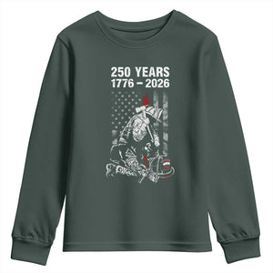 Fireman 250 Years of America Youth Sweatshirt Firefighter Red US Patriotic 4th Of July TS14 Dark Forest Green Print Your Wear